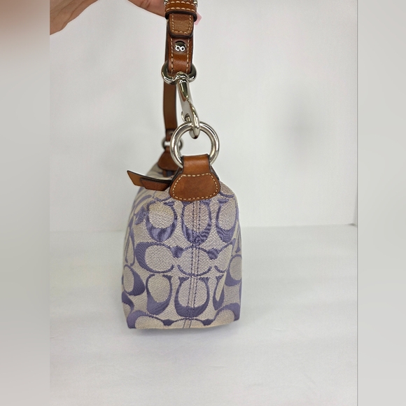 Y2K Coach Mini Shoulder Bag Baguette C Signature Lilac Silver Tone Hardware 00's - Picture 10 of 16